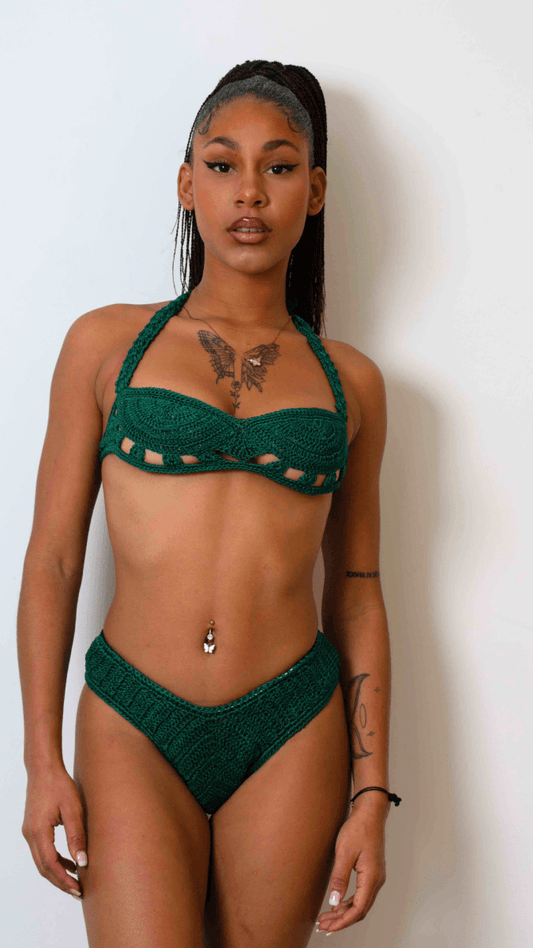 Haut de Maillot de Bain - Émeraude Sauvage - Crochet