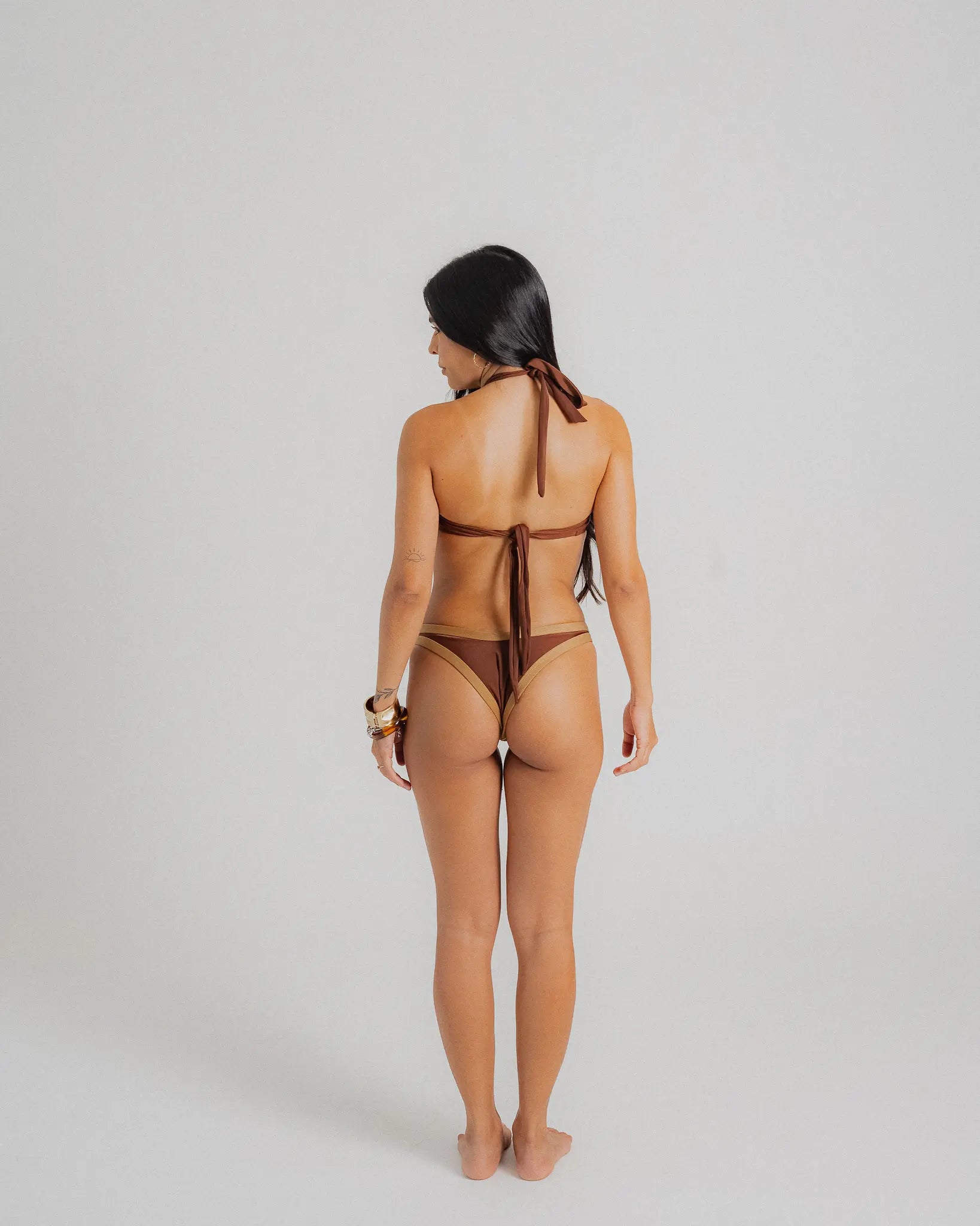 Bas bikini brésilien échancré bicolore dos Monaco — Collection Âmbre Soleil Leblon®
